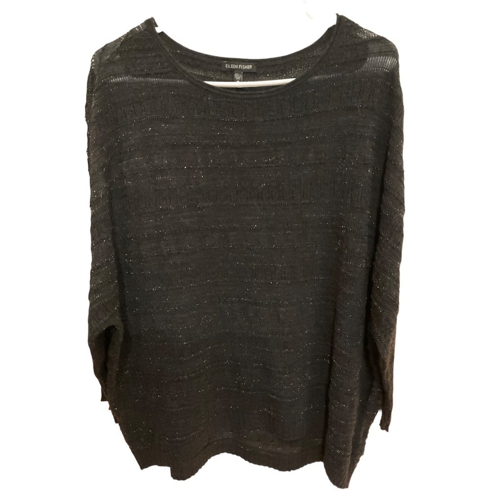 EILEEN FISHER OPEN WEAVE TOP SIZE M MERINO WOOL